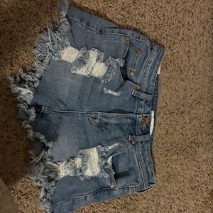 Almost Famous Blue Distressed Jean Shorts